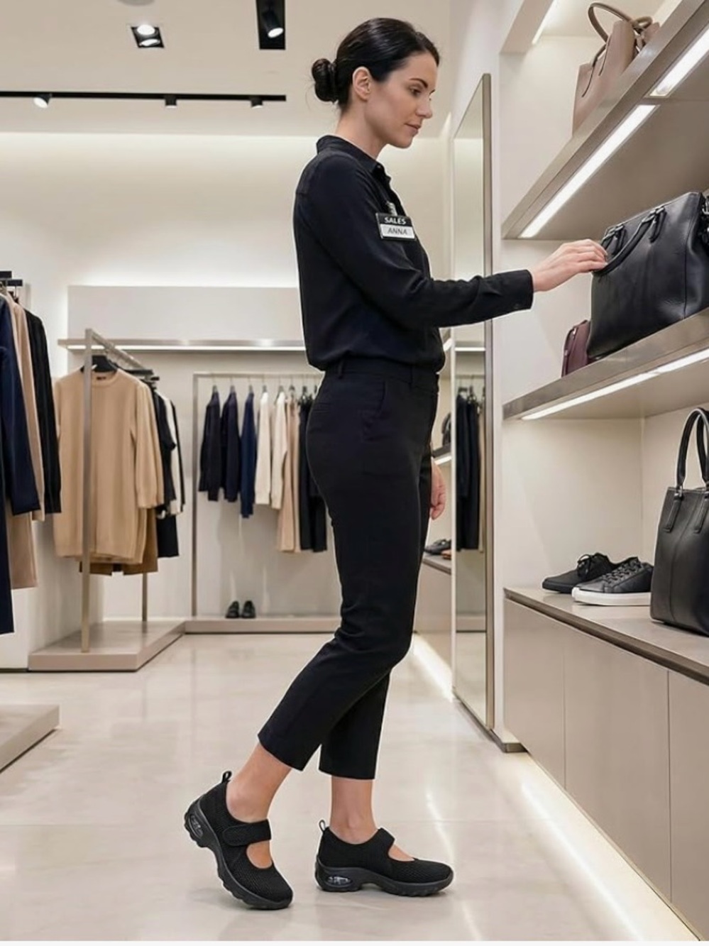 Women’s Black Mary Jane Slip-On Sneaker - Picture 3 of 11